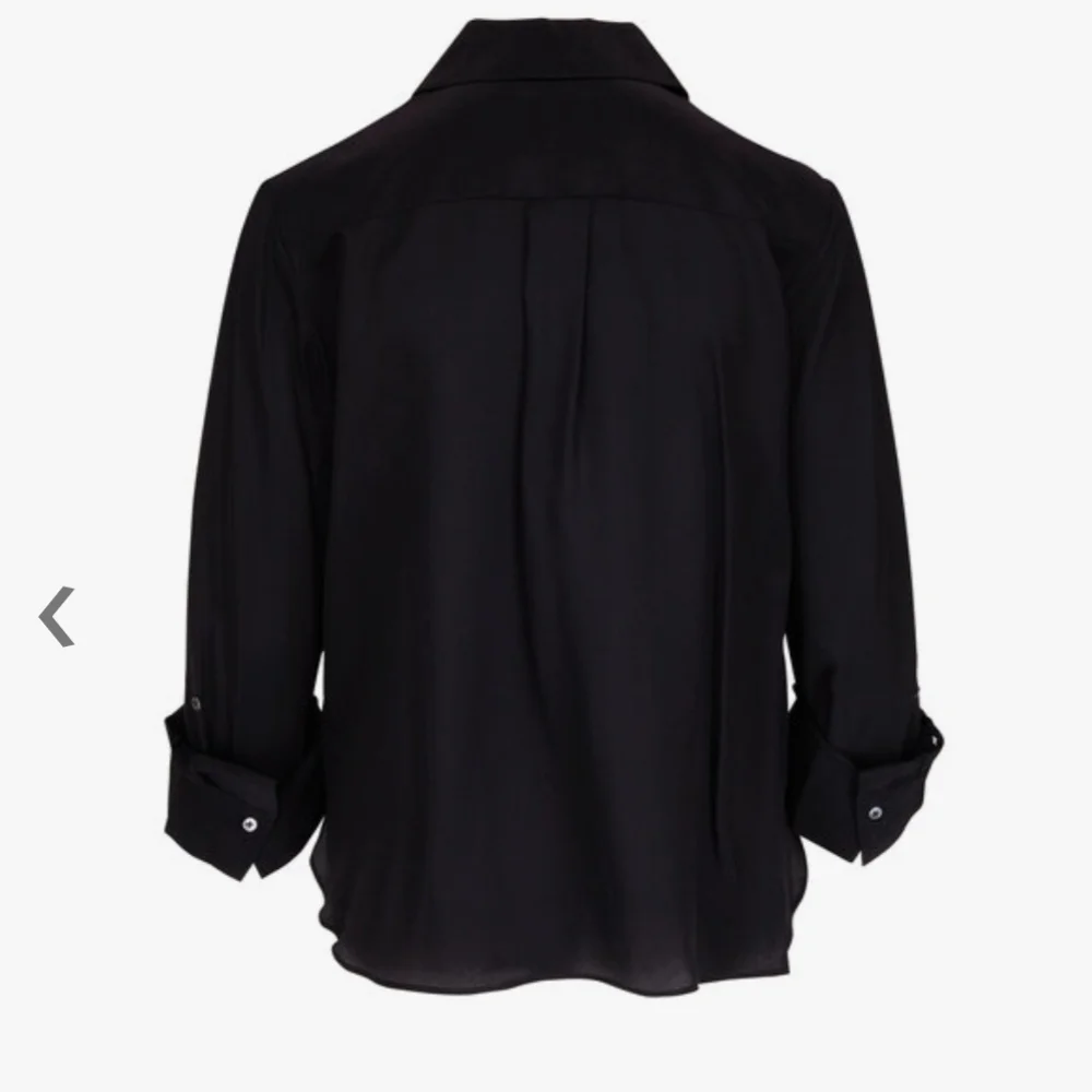 Black Fitted Button Down Shirt with Notched Collar - Picture 2 of 5
